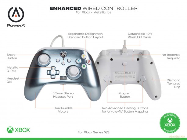 Pad przewodowy do konsoli Microsoft Xbox One USB srebrny