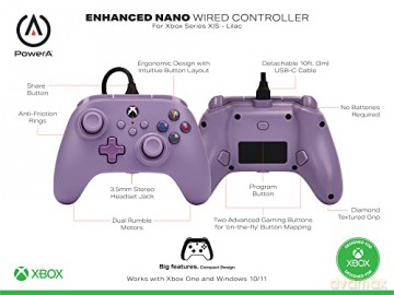 PowerA Xbox Series PC Pad przewodowy NANO Lilac