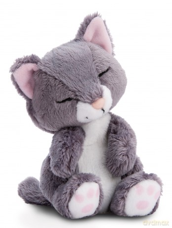 NICI Pluszowa zabawka Sleeping Pets szary kot w różowym koszyku 12cm
