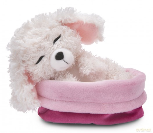 NICI Pluszowa zabawka Sleeping Pets biały pudel w różowym koszyku 12cm