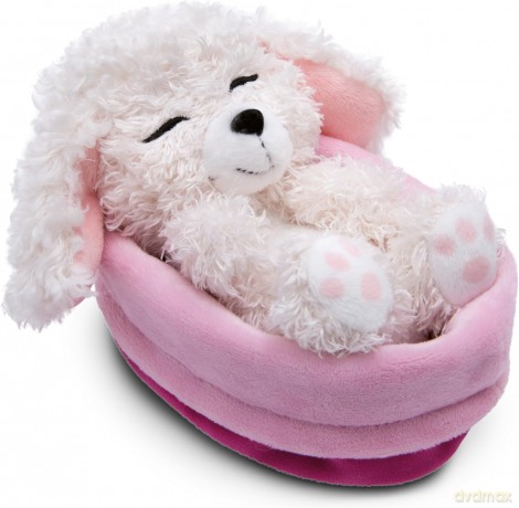 NICI Pluszowa zabawka Sleeping Pets biały pudel w różowym koszyku 12cm