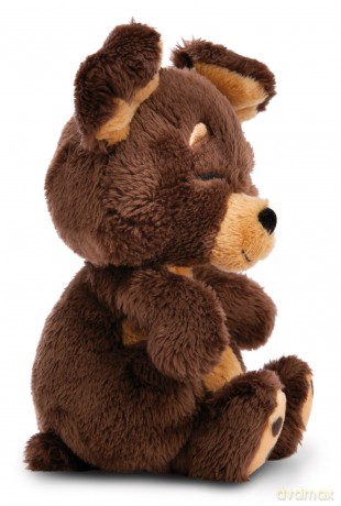 NICI Pluszowa zabawka Sleeping Pets brązowy piesek w zielonym koszyku 12cm