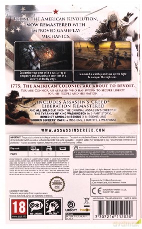 Assassin's Creed III (3) + Liberation HD Remaster [GRA SWITCH]