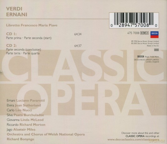 Pavarotti, Sutherland: Verdi:Ernani [CD]