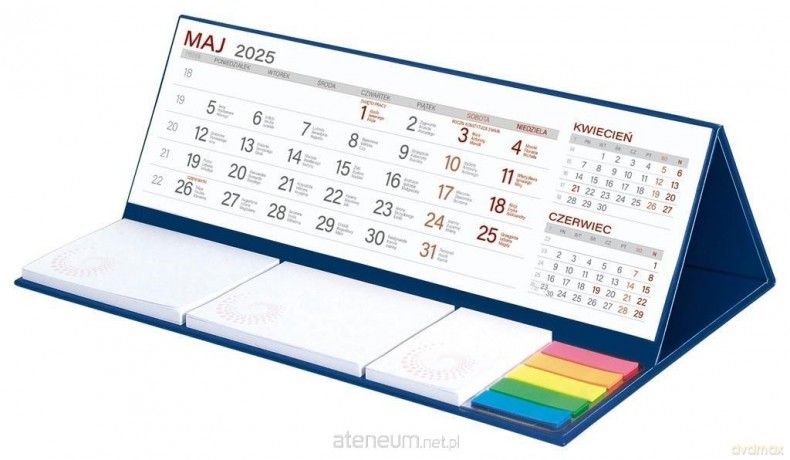 Kalendarz 2025 z notesem maxi granatowy [KALENDARZ]