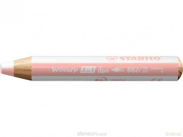 Kredka Woody 3w1 Duo biały/różowy (5szt)