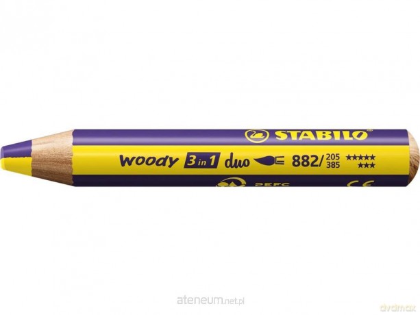 Kredka Woody 3w1 Duo żółty/fiolet (5szt)