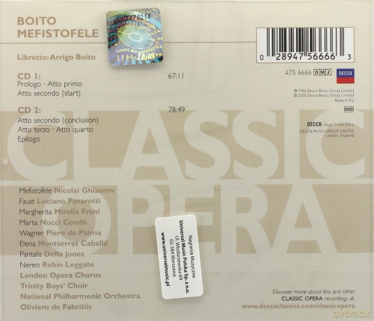 Pavarotti,Freni: Boito:Mefistofele Classic Opera [2CD]