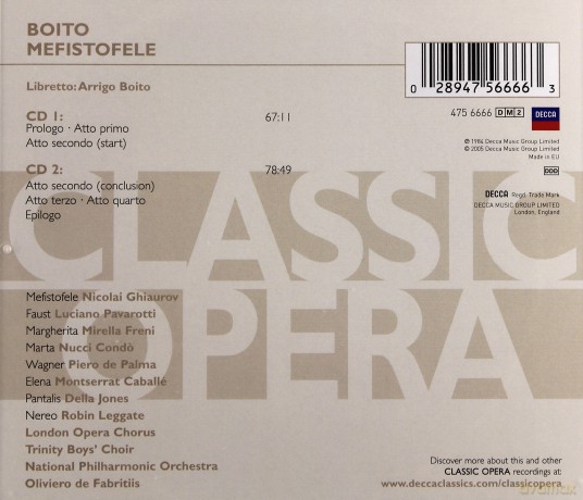 Pavarotti,Freni: Boito:Mefistofele Classic Opera [2CD]