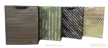 Torba prezentowa 26x32 pasy, granat, zieleń