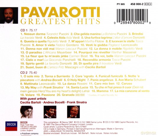 Pavarotti/Bartoli/Sinatra (2 Cd): Greatest Hits [2CD]