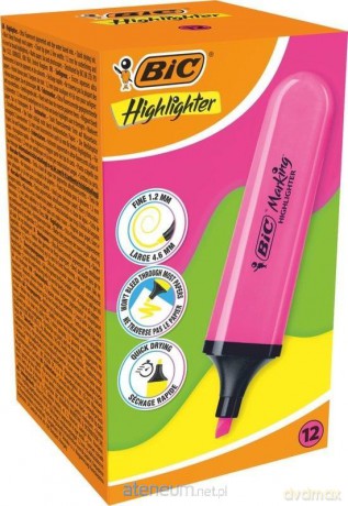 Zakreślacz Highlighter różowy neon (12szt)