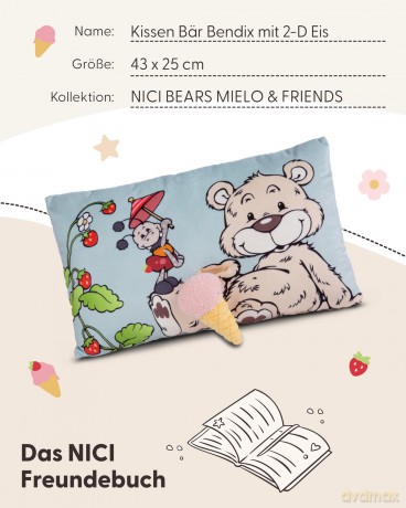 NICI Poduszka Miś Bendix 43x25cm (LÓD 2D)