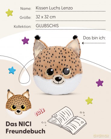 NICI Kissen GLUBSCHIS Luchs Lenzo 32x32cm figürlich