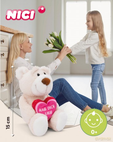NICI Przytulanka Miś kremowy HAB DICH LIEB 15cm