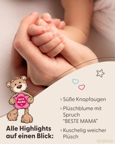 NICI Kuscheltier Bär hellbraun BESTE MAMA 15cm schlenkernd