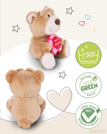 NICI Kuscheltier Bär hellbraun BESTE MAMA 15cm schlenkernd
