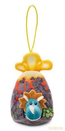 NICI Przytulanka niebieski dinozaur 12cm stojący w wulkanie z zawieszka