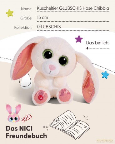 NICI Kuscheltier GLUBSCHIS Hase Chibbia 15cm schlenkernd