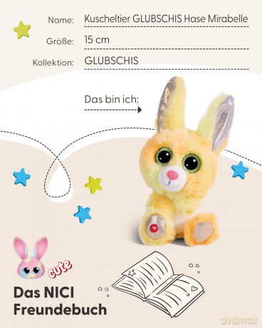 NICI Kuscheltier GLUBSCHIS Hase Mirabelle 15cm schlenkernd