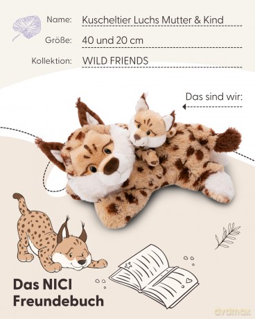 NICI Przytulanka Ryś mama i dziecko 20cm