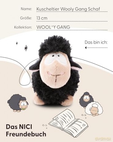 NICI Kuscheltier Schaf schwarz 13cm stehend