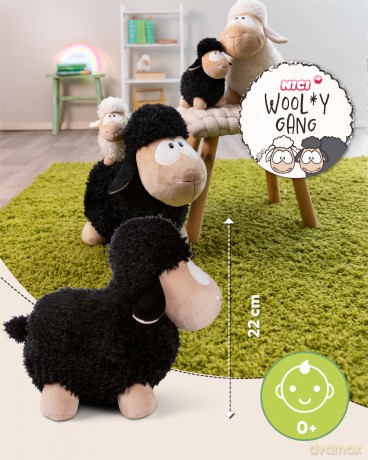 NICI Kuscheltier Schaf schwarz 22cm stehend