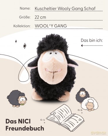 NICI Kuscheltier Schaf schwarz 22cm stehend