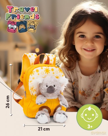 NICI Plecak z przytulanką 21x26cm Koala 25cm żółty