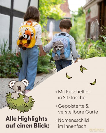 NICI Plecak z przytulanką 21x26cm Koala 25cm żółty