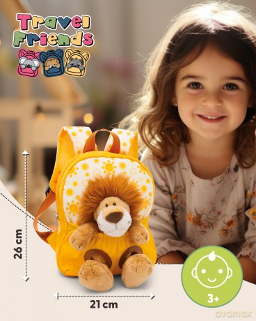 NICI Plecak z przytulanką 21x26cm Lew 25cm żółty