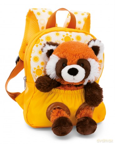 NICI Plecak z przytulanką 21x26cm Panda czerwona 25cm żółty