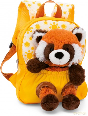 NICI Plecak z przytulanką 21x26cm Panda czerwona 25cm żółty