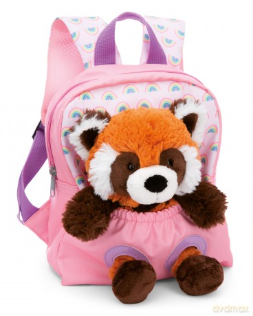 NICI Plecak z przytulanką 21x26cm Panda czerwona 25cm różowy