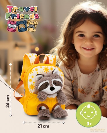 NICI Plecak z przytulanką 21x26cm Szop 25cm żółty