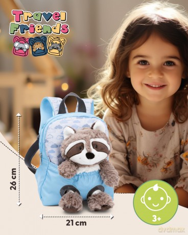 NICI Plecak z przytulanką 21x26cm Szop 25cm błękitny