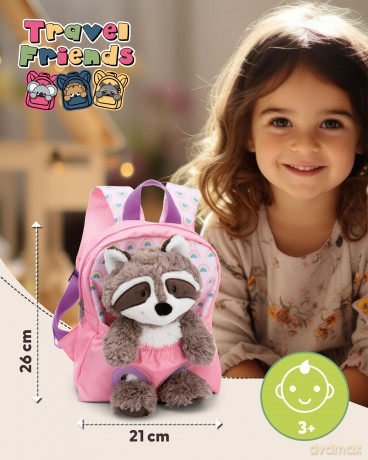 NICI Plecak z przytulanką 21x26cm Szop 25cm różowy