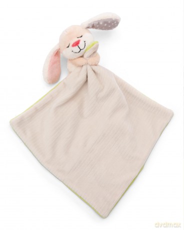 NICI Schmusetuch 22x22cm mit Kuscheltier Hase 12cm auf Header Karte