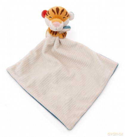 NICI Schmusetuch 22x22cm mit Kuscheltier Tiger 12cm auf Header Karte