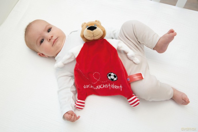 NICI Schmusetuch FC BAYERN MÜNCHEN Bär Berni 25x25cm an Header Karte