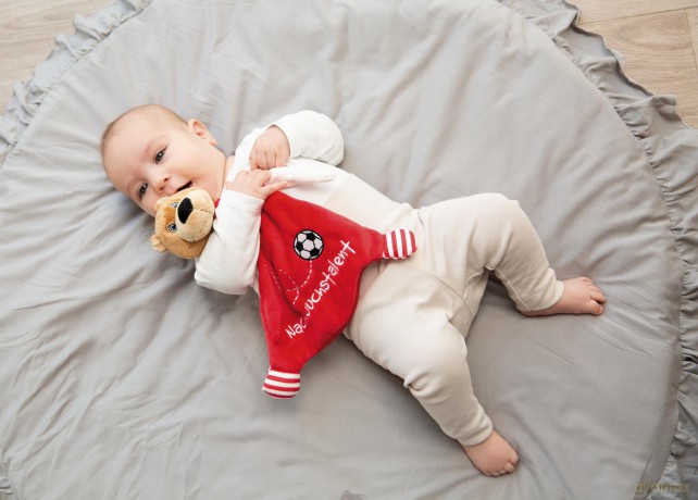 NICI Schmusetuch FC BAYERN MÜNCHEN Bär Berni 25x25cm an Header Karte
