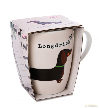 NICI Tasse Dackel "Longdrink" 310ml 10x8cm mit Banderole