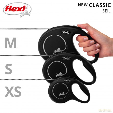 Flexi - New Classic S 8M Leash Cord Black Max 12Kg - (600.7734)