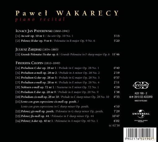 Paweł Wakarecy: Piano Recital [CD]
