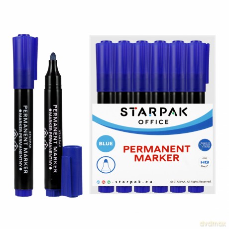 Marker Permanentny Okrągły Niebieski Starpak 524586 12 sztuk