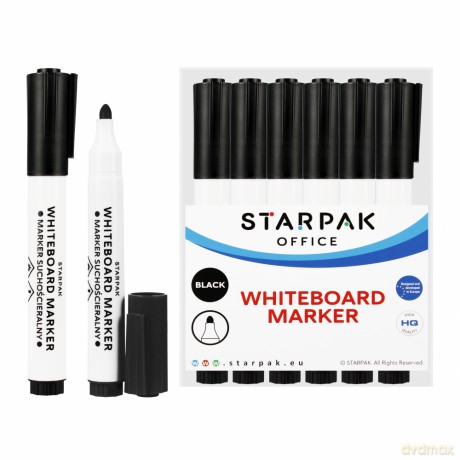 Marker Suchościeralny Okrągły Czarny Starpak 524569 12 sztuk