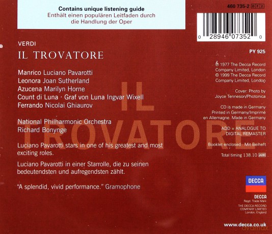 Pavarotti/Sutherland: Verdi:Il Travatore [2CD]