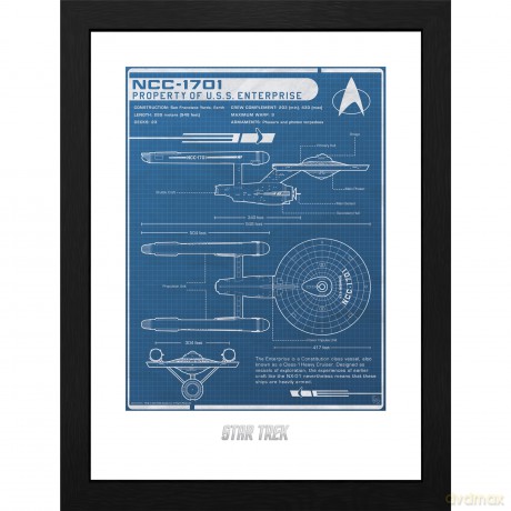 STAR TREK - Framed print USS Enterprise's plan (30x40)