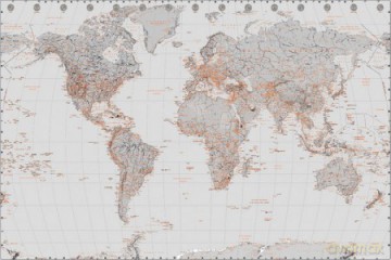 Mapa Świata Szaro/Pomarańczowa [PLAKAT]