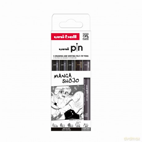 Cienkopis kreślarski PIN 200 Manga Shojo dwa kolory różne grubości 5 szt.